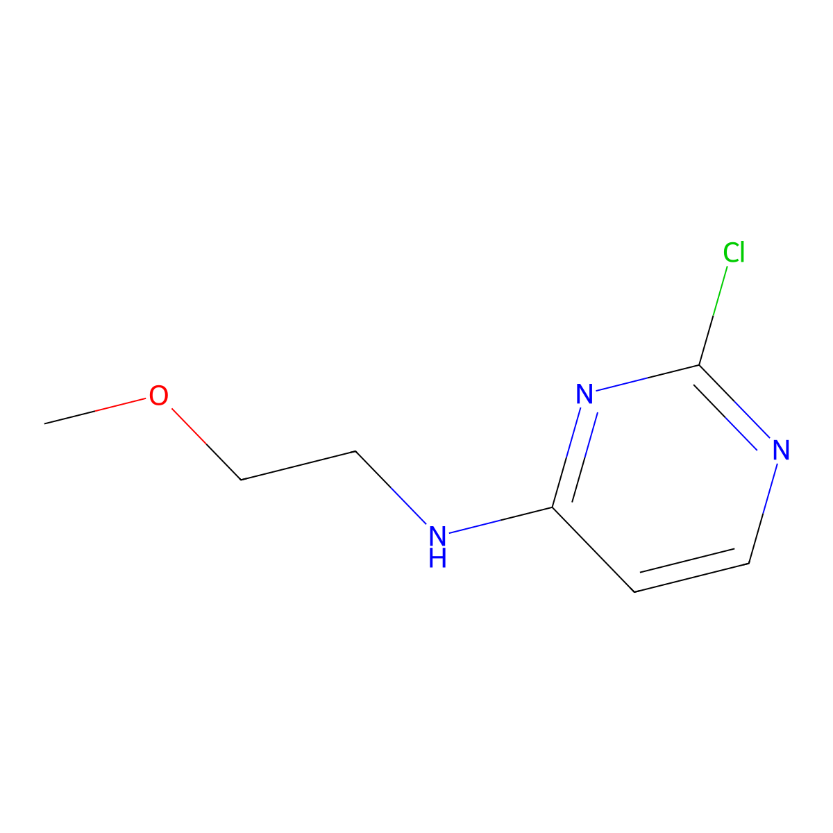 2-chloro-N-(2-methoxyethyl)pyrimidin-4-amine molecular structure, CAS 1224600-39-8