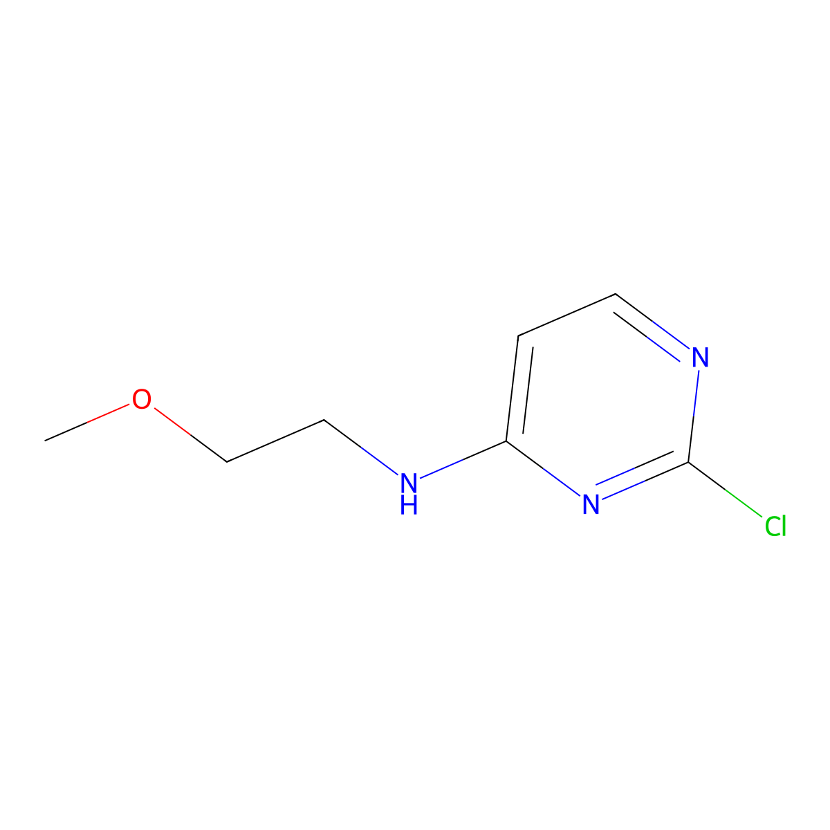 2-chloro-N-(2-methoxyethyl)pyrimidin-4-amine molecular structure, CAS 1224600-39-8