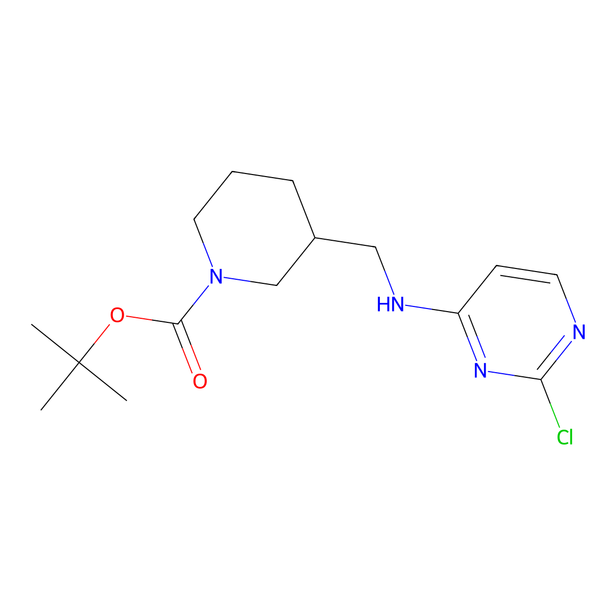 tert-Butyl 3-(((2-chloropyrimidin-4-yl)amino)methyl)piperidine-1-carboxylate molecular structure, CAS 1224600-41-2