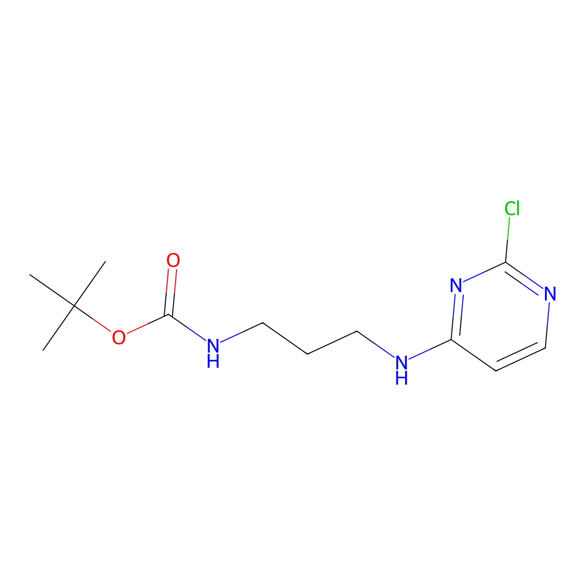 Tert-butyl (3-((2-chloropyrimidin-4-yl)amino)propyl)carbamate molecular structure, CAS 1224600-46-7