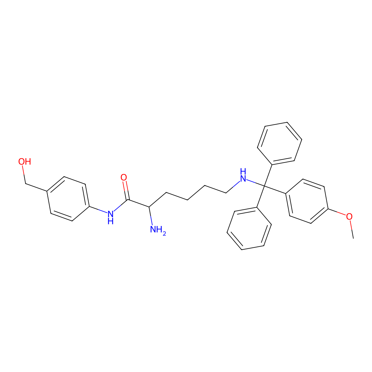 (S)-2-Amino-N-(4-(hydroxymethyl)phenyl)-6-(((4-methoxyphenyl)diphenylmethyl)amino)hexanamide molecular structure, CAS 1224601-11-9