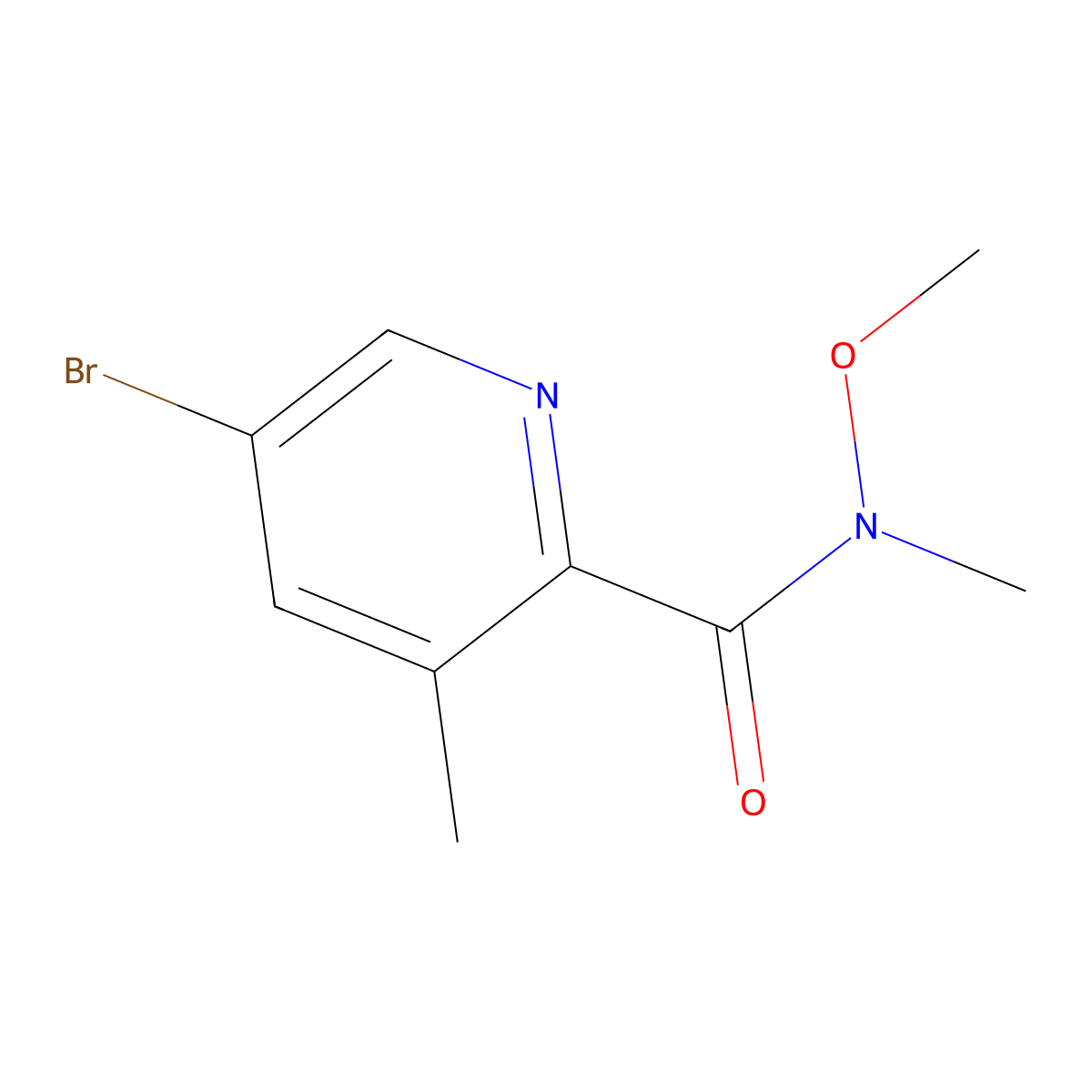 5-Bromo-3-methyl-N-methoxy-N-methylpyridine-2-carboxamide molecular structure, CAS 1224604-14-1