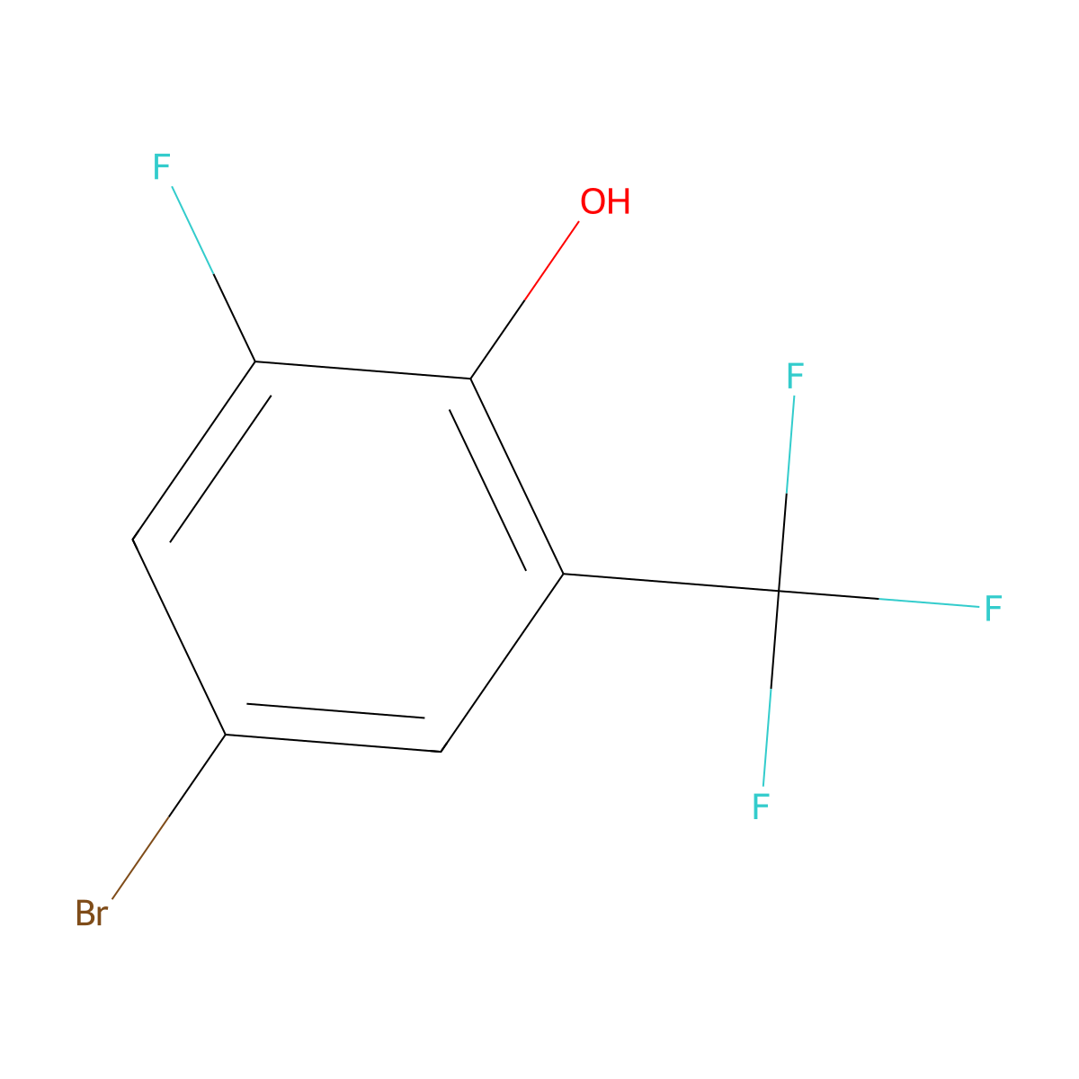 4-Bromo-2-fluoro-6-(trifluoromethyl)phenol molecular structure, CAS 1224604-17-4