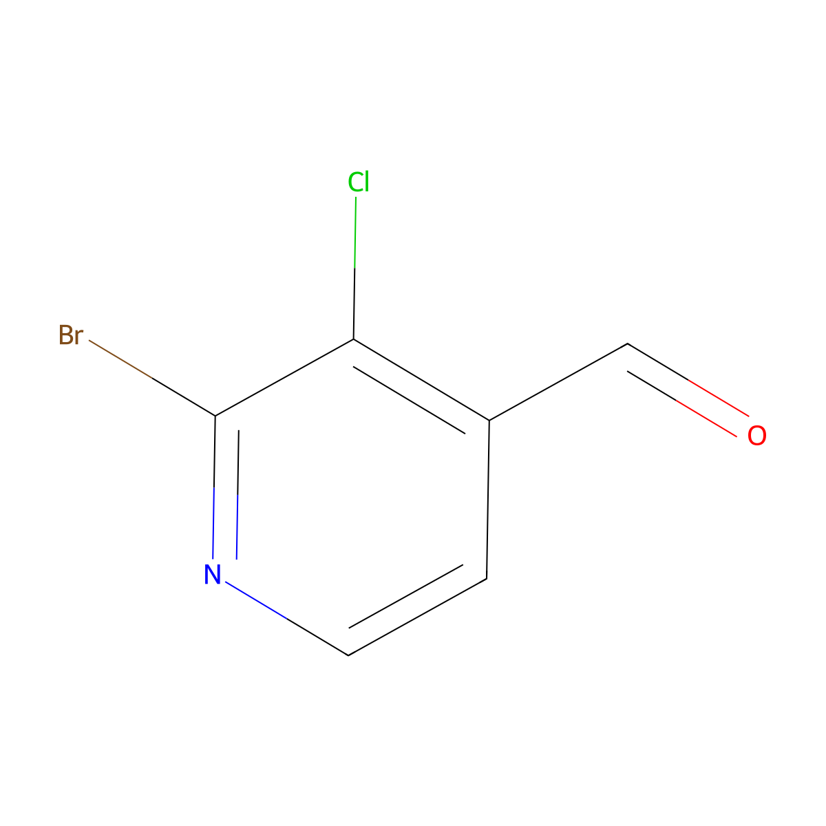 2-Bromo-3-chloropyridine-4-carbaldehyde molecular structure, CAS 1224604-18-5