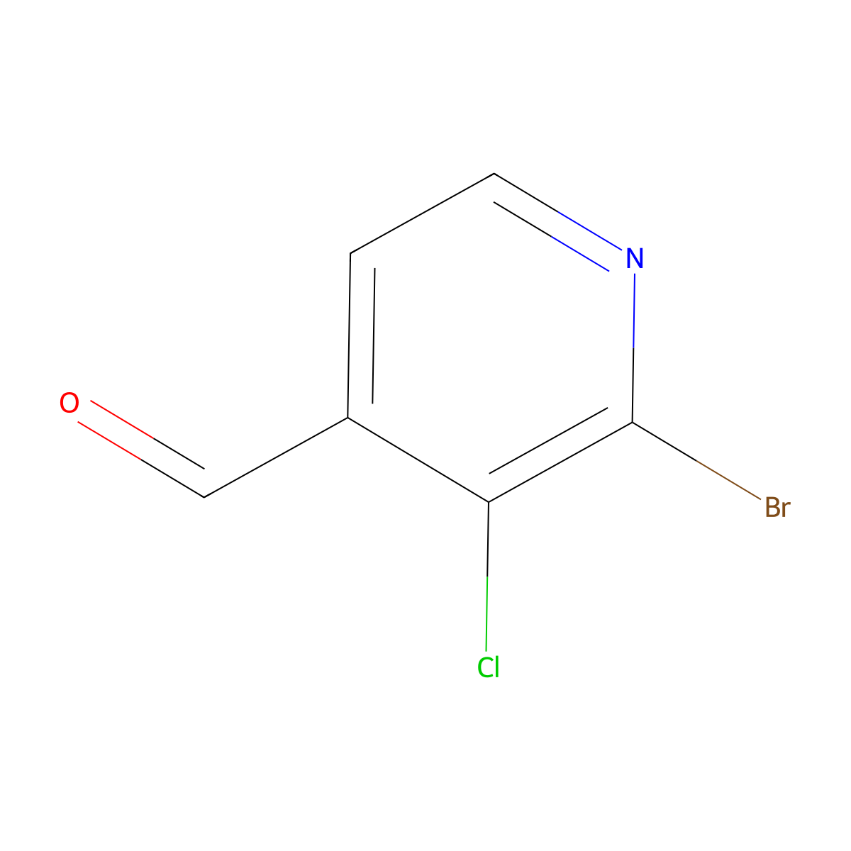 2-Bromo-3-chloropyridine-4-carbaldehyde molecular structure, CAS 1224604-18-5