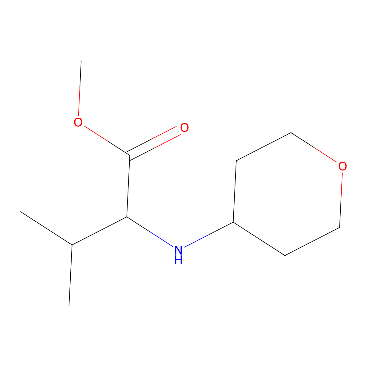Methyl 3-methyl-2-[(oxan-4-yl)amino]butanoate molecular structure, CAS 1224612-36-5