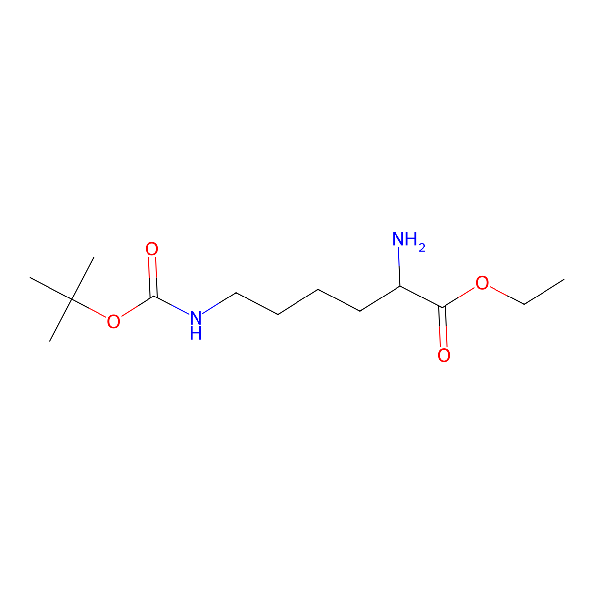 (R)-Ethyl 2-amino-6-((tert-butoxycarbonyl)amino)hexanoate molecular structure, CAS 1224621-51-5
