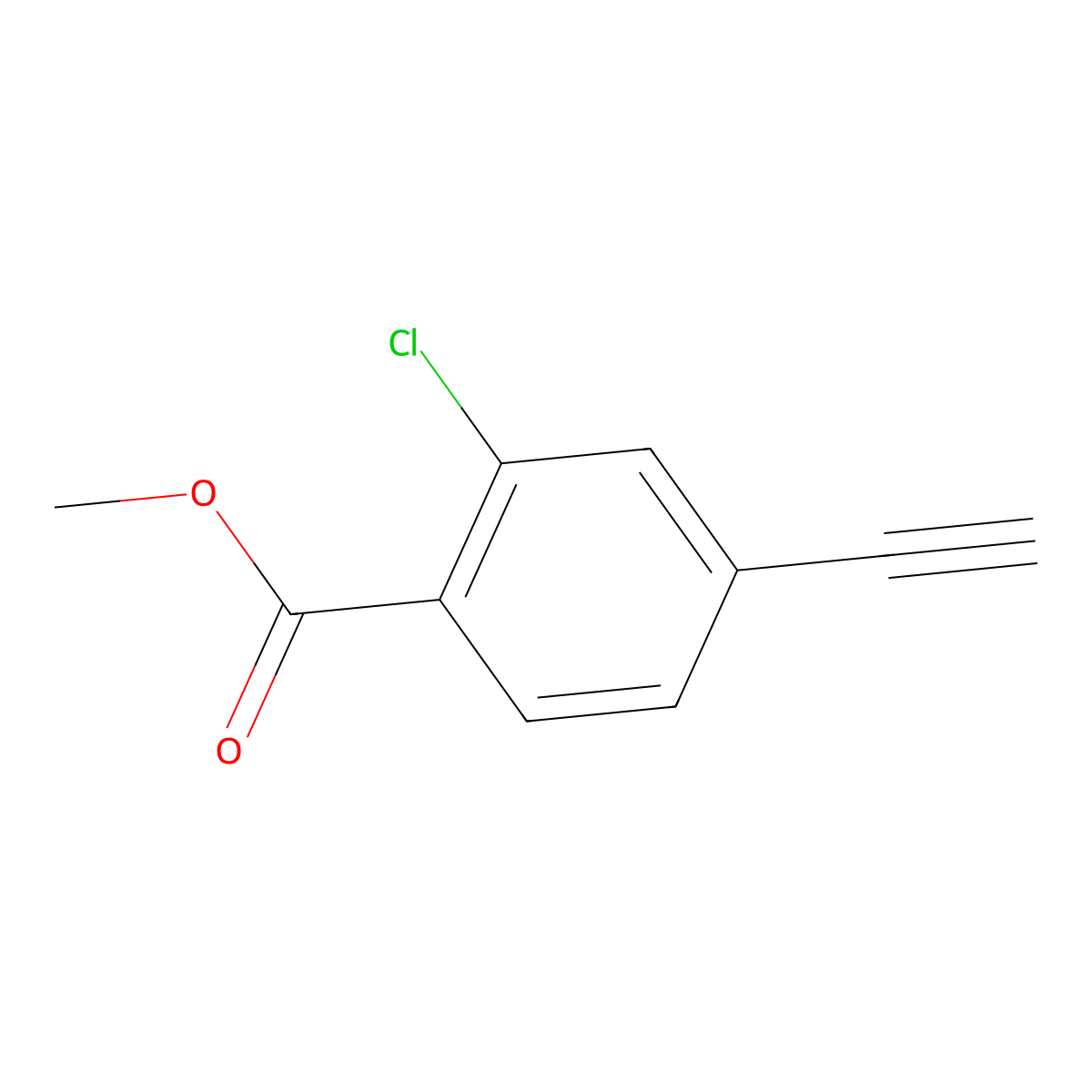 Methyl 2-chloro-4-ethynylbenzoate molecular structure, CAS 1224640-19-0