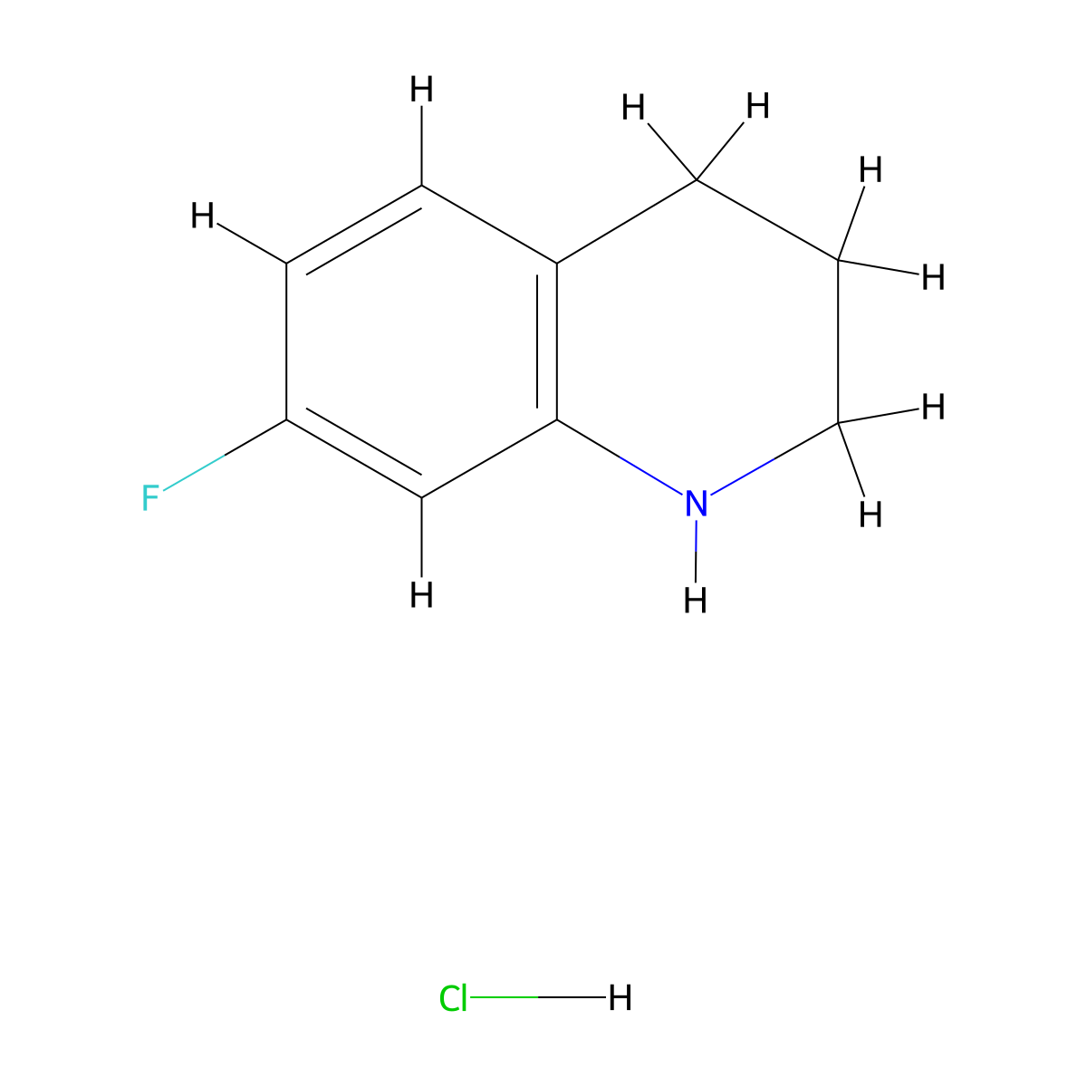 7-Fluoro-1,2,3,4-tetrahydroquinoline hydrochloride molecular structure, CAS 1224640-26-9