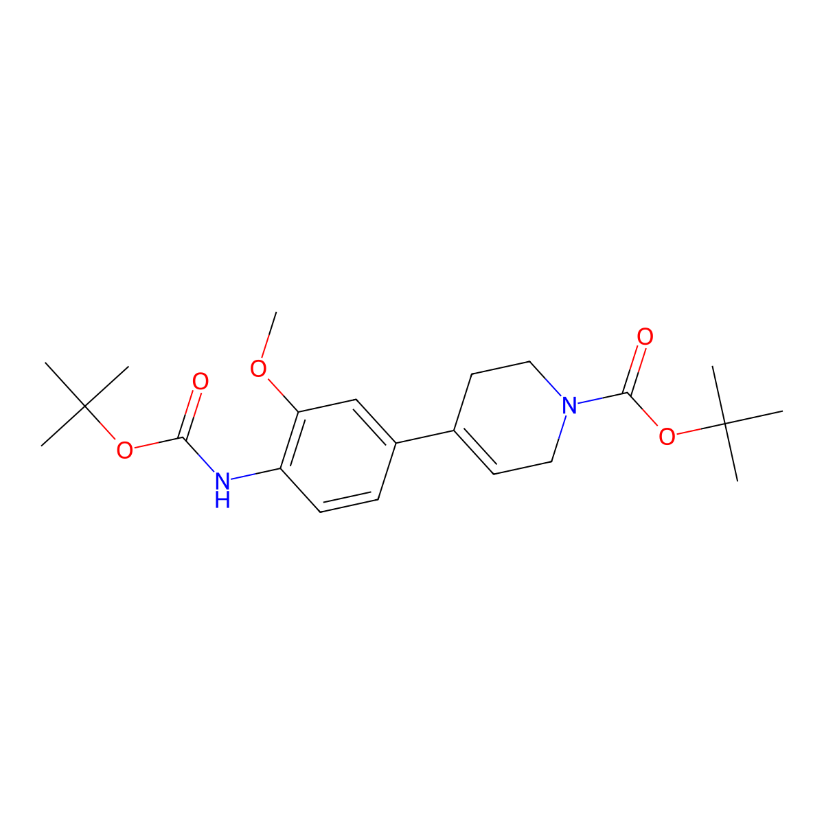 tert-butyl 4-(4-(tert-butoxycarbonylamino)-3-methoxyphenyl)-5,6-dihydropyridine-1(2H)-carboxylate molecular structure, CAS 1224708-46-6