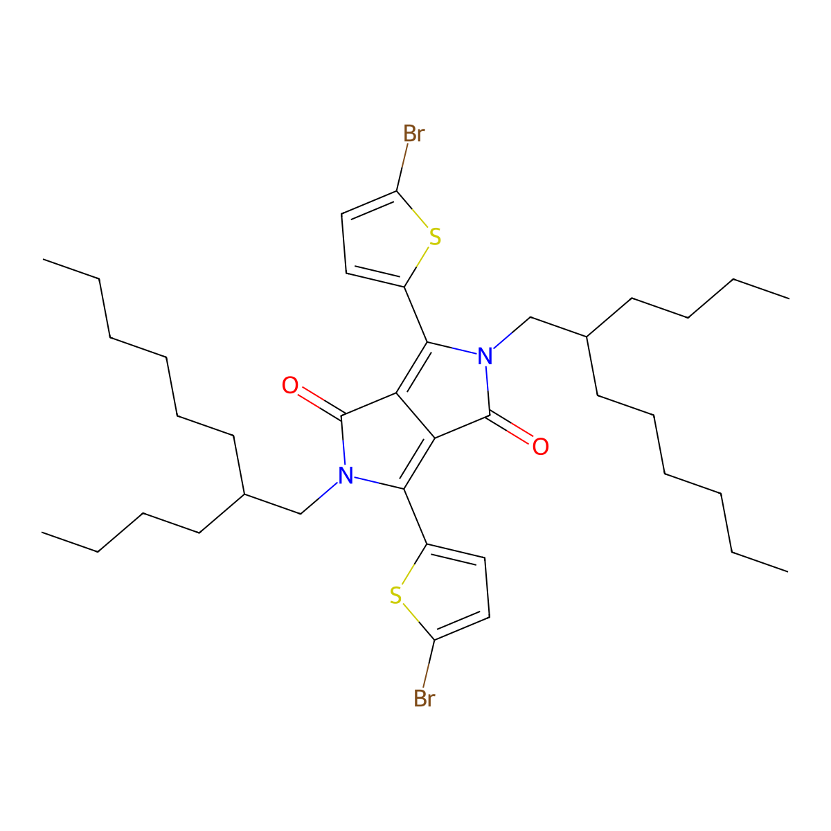 3,6-bis(5-bromothiophen-2-yl)-2,5-bis(2-butyloctyl)pyrrolo[3,4-c]pyrrole-1,4(2H,5H)-dione molecular structure, CAS 1224709-68-5