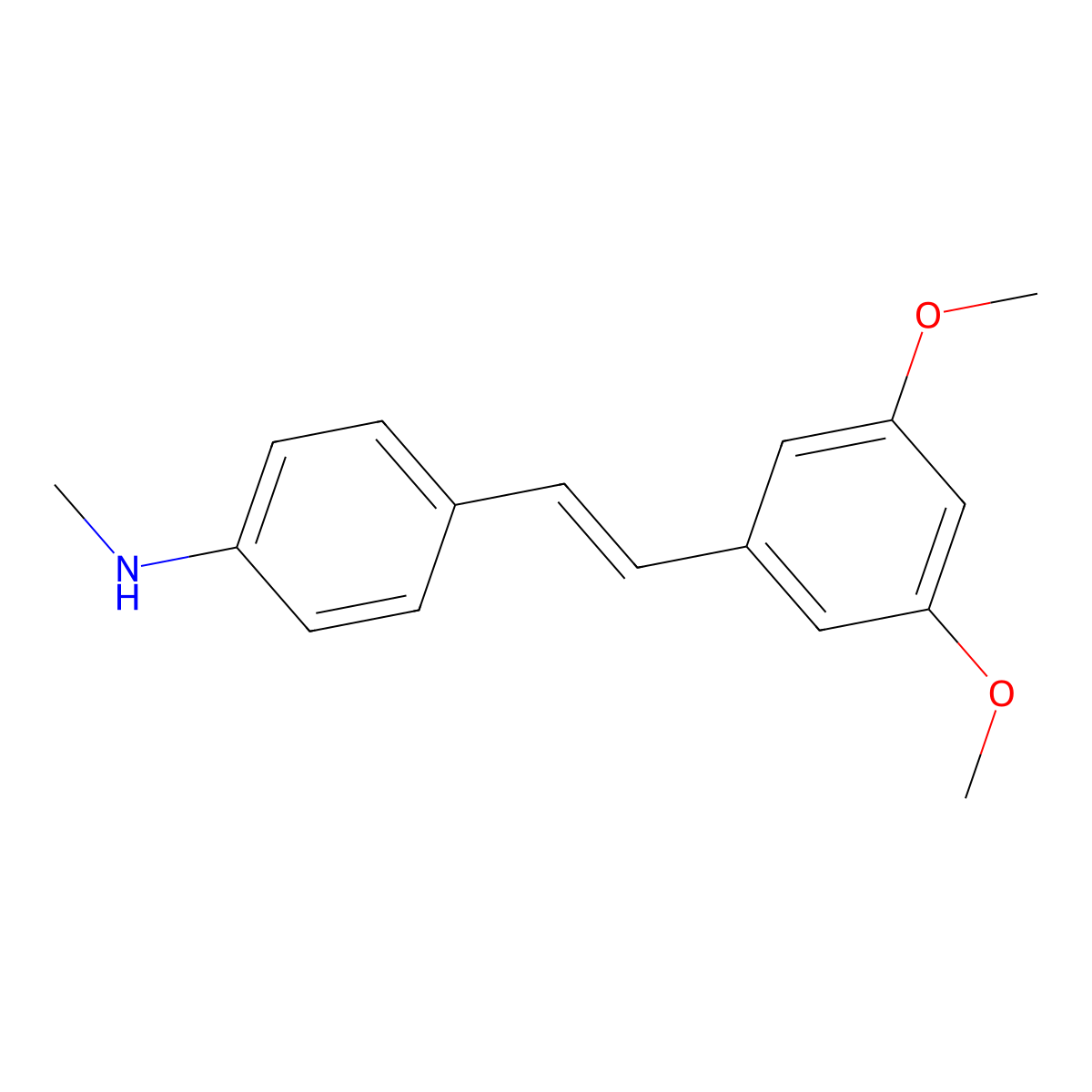 4-[(1E)-2-(3,5-dimethoxyphenyl)ethenyl]-N-methylbenzenamine molecular structure, CAS 1224714-00-4