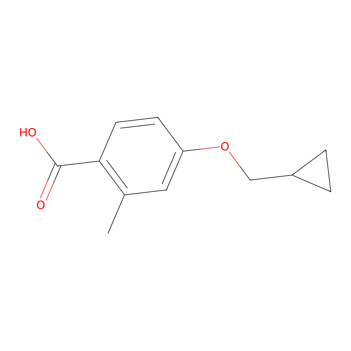 4-(Cyclopropylmethoxy)-2-methylbenzoic acid molecular structure, CAS 1224719-93-0