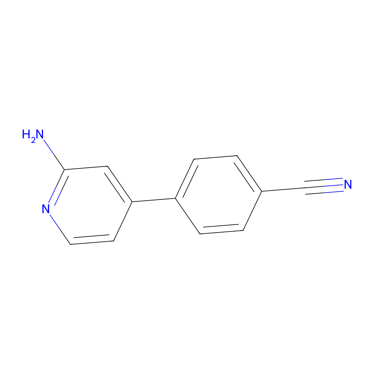 2-Amino-4-(4-cyanophenyl)pyridine molecular structure, CAS 1224740-90-2