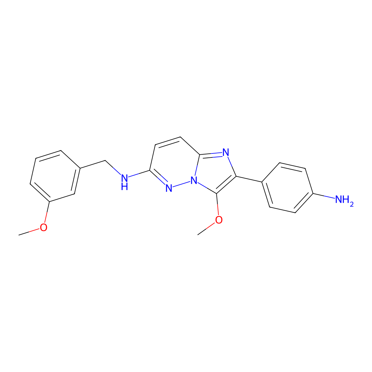 2-(4-aminophenyl)-3-methoxy-N-[(3-methoxyphenyl)methyl]imidazo[1,2-b]pyridazin-6-amine molecular structure, CAS 122479-08-7