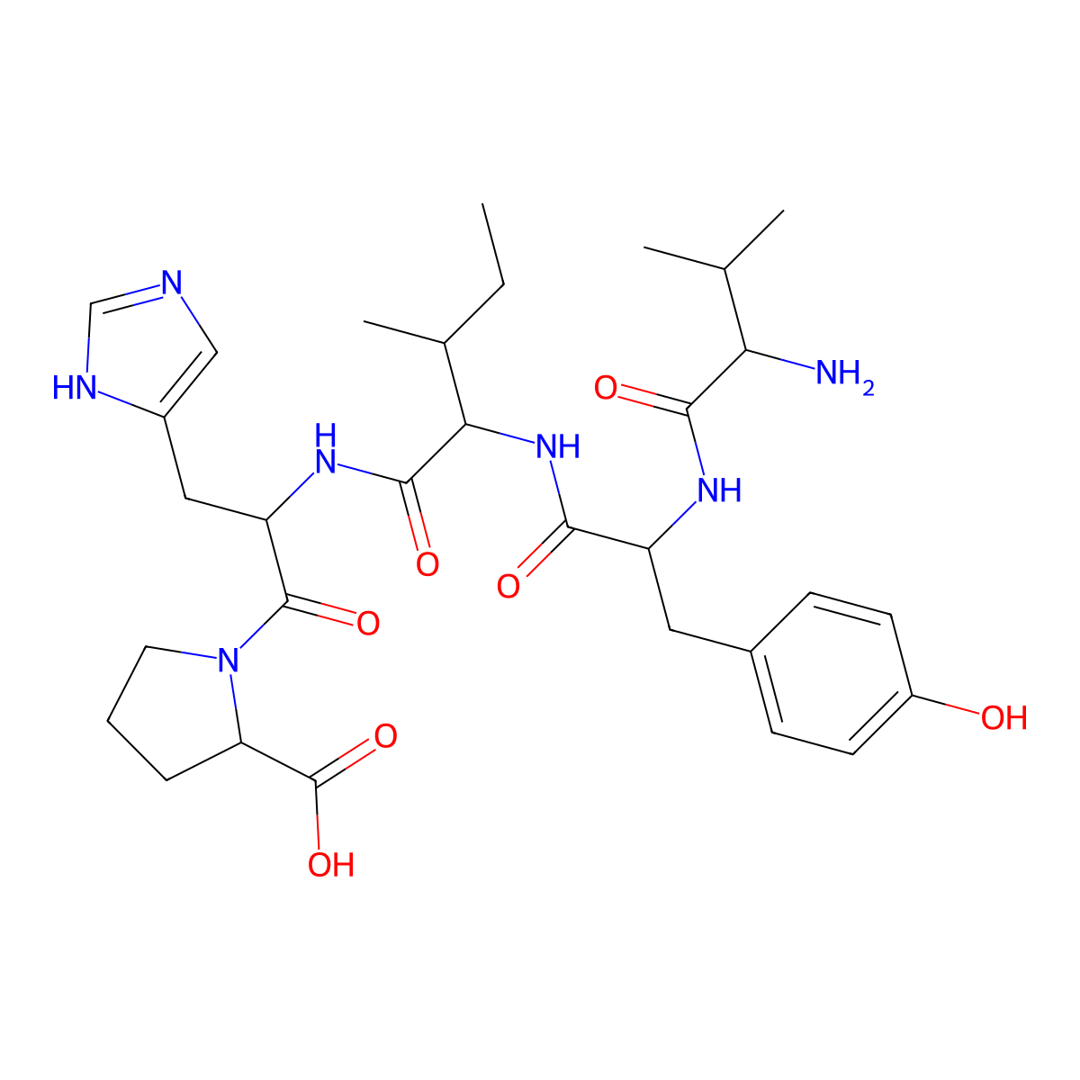 Angiotensin II (3-7) molecular structure, CAS 122483-84-5