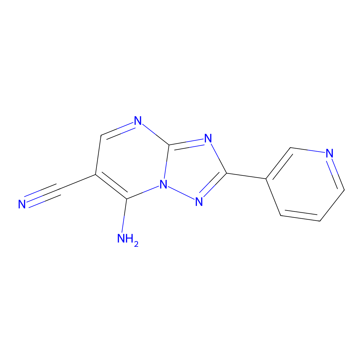 7-Amino-2-(pyridin-3-yl)-[1,2,4]triazolo[1,5-a]pyrimidine-6-carbonitrile molecular structure, CAS 122484-56-4