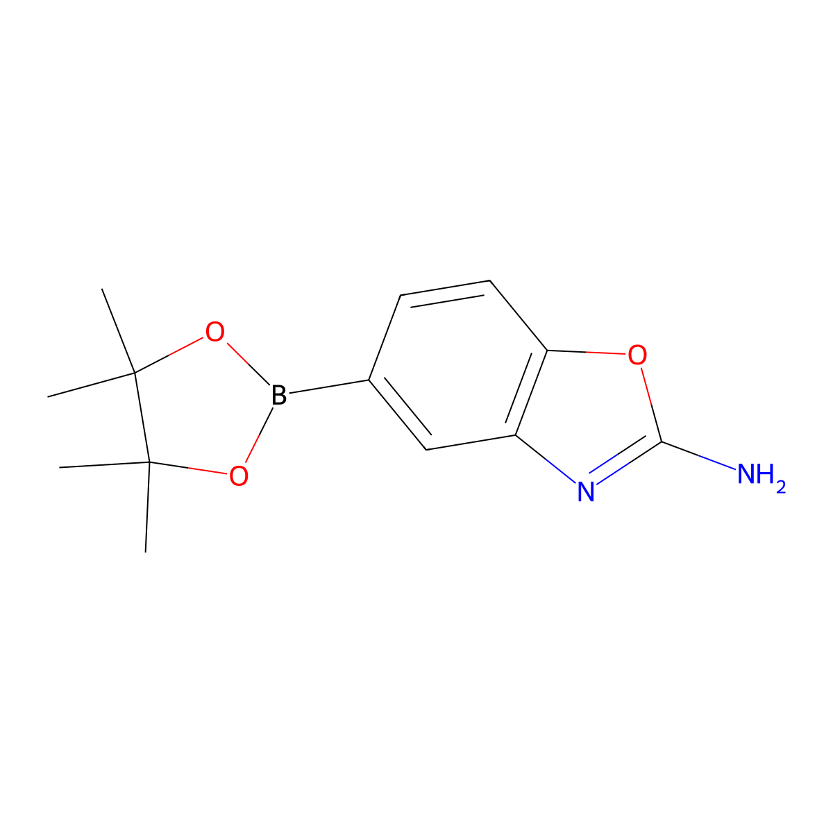 5-(4,4,5,5-Tetramethyl-1,3,2-dioxaborolan-2-yl)benzo[d]oxazol-2-amine molecular structure, CAS 1224844-66-9