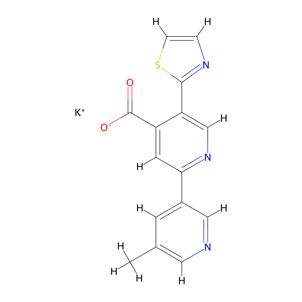 Potassium 5'-methyl-5-(thiazol-2-yl)-[2,3'-bipyridine]-4-carboxylate molecular structure, CAS 1224846-11-0