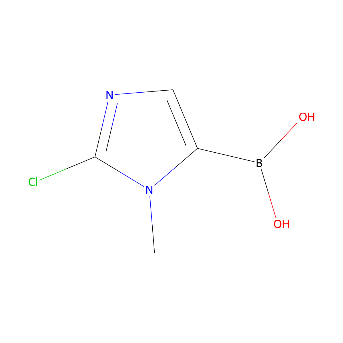 (2-chloro-1-methyl-1H-imidazol-5-yl)boronic acid molecular structure, CAS 1224884-61-0