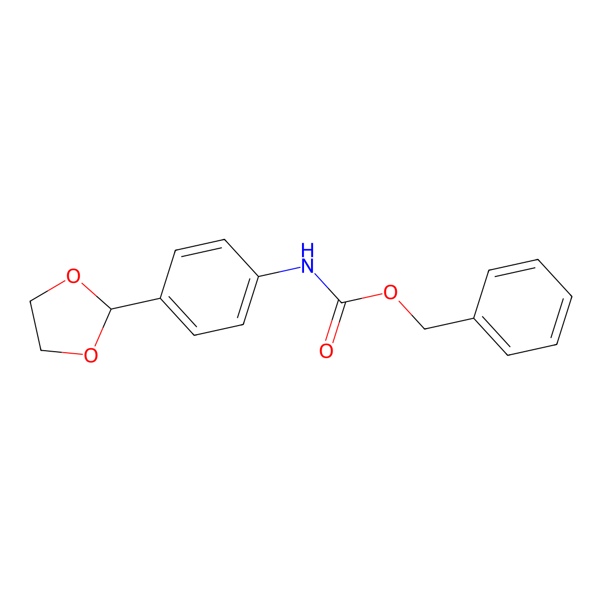 Benzyl (4-(1,3-dioxolan-2-yl)phenyl)carbamate molecular structure, CAS 1224886-44-5