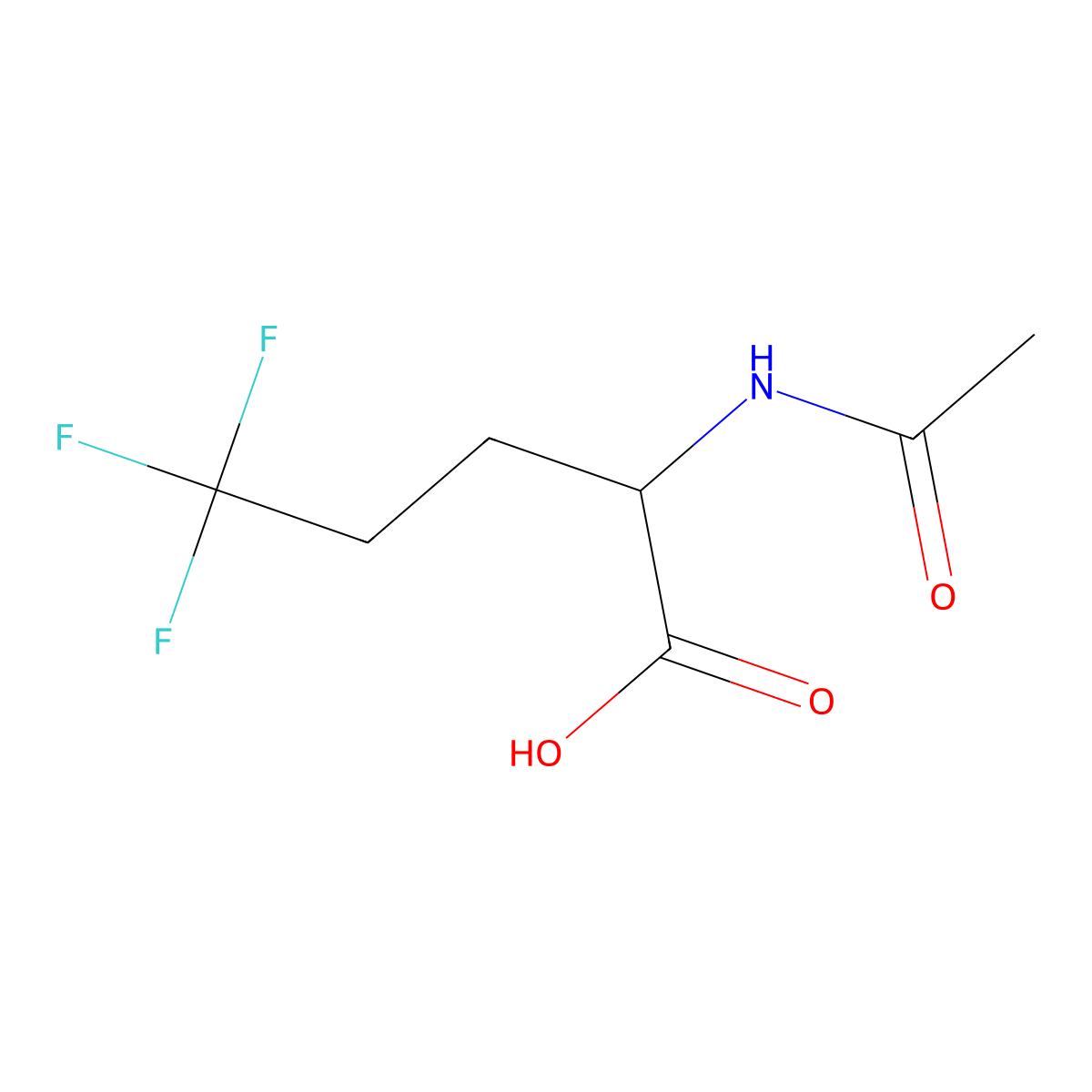 (2R)-2-acetamido-5,5,5-trifluoropentanoic acid molecular structure, CAS 122489-77-4