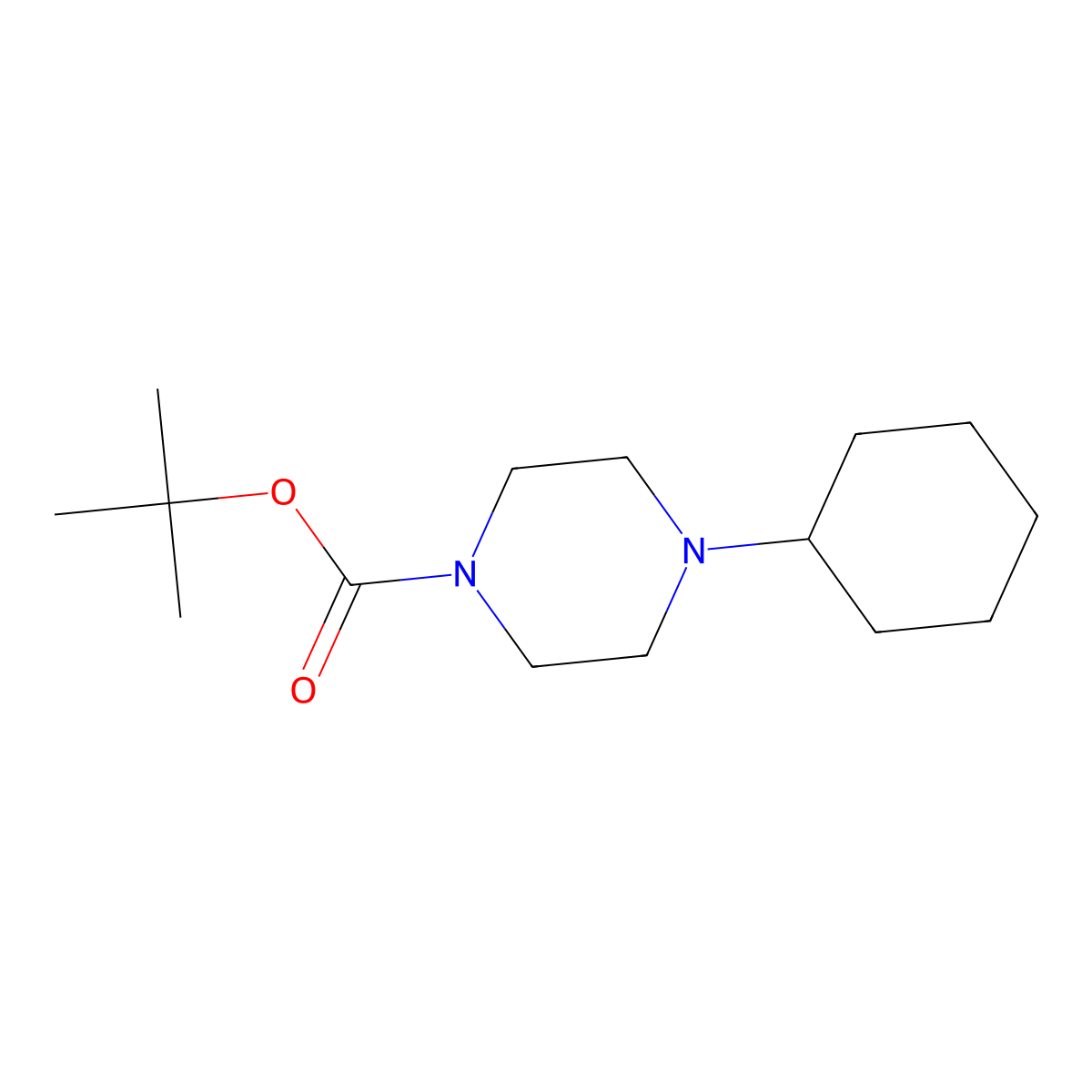 Tert-butyl 4-cyclohexylpiperazine-1-carboxylate molecular structure, CAS 1224935-95-8