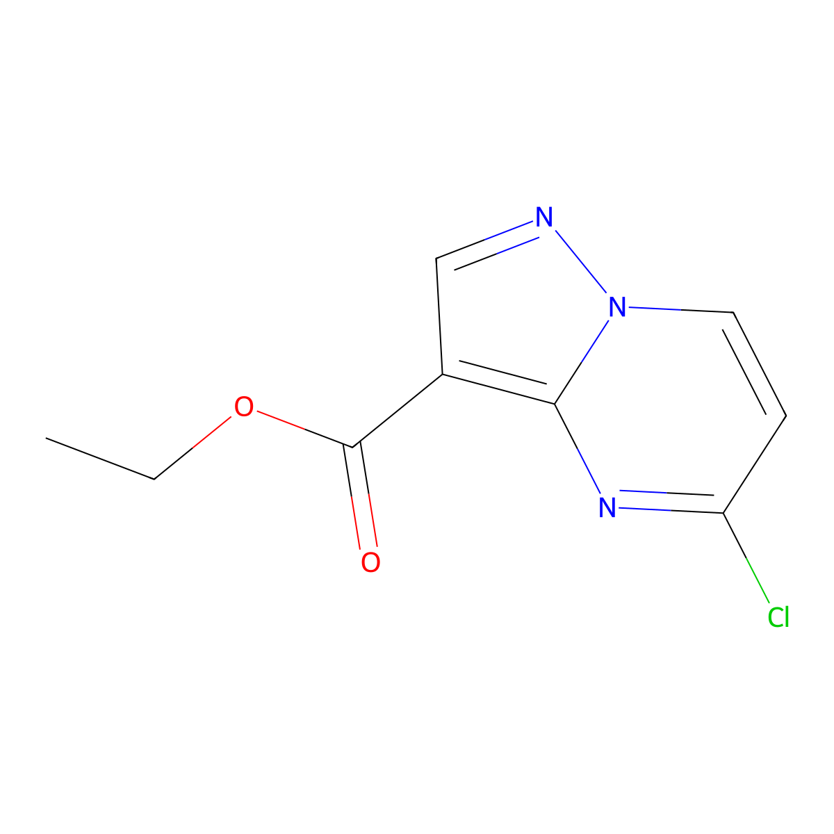 Ethyl 5-chloropyrazolo(1,5-a)pyrimidine-3-carboxylate molecular structure, CAS 1224944-77-7