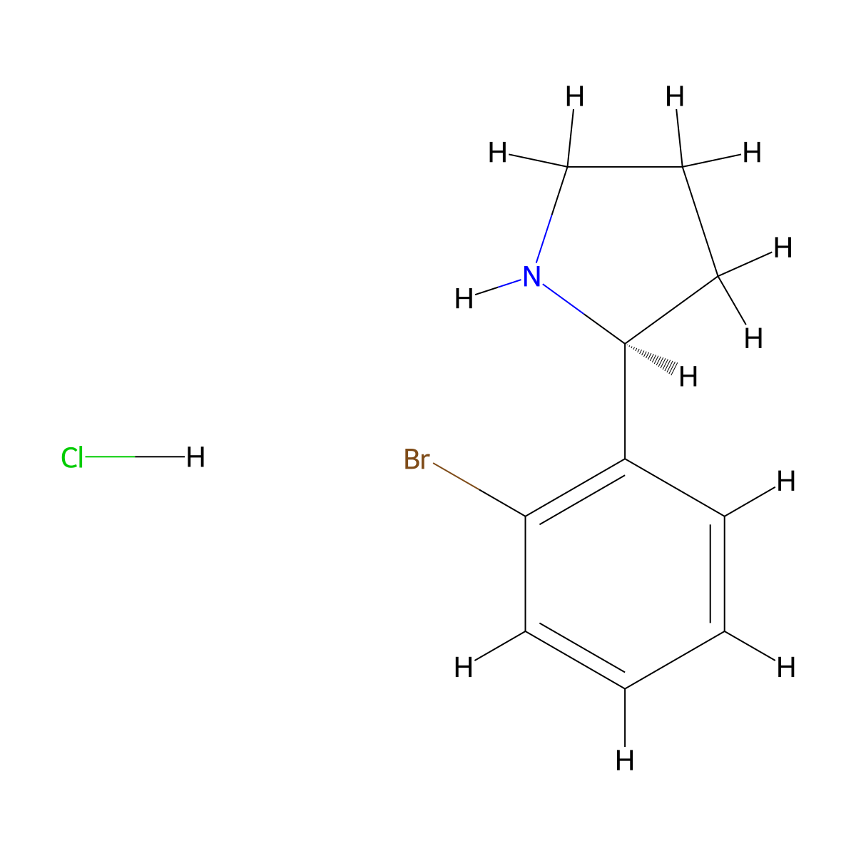(s)-2-(2-Bromophenyl)pyrrolidine hydrochloride molecular structure, CAS 1224945-39-4