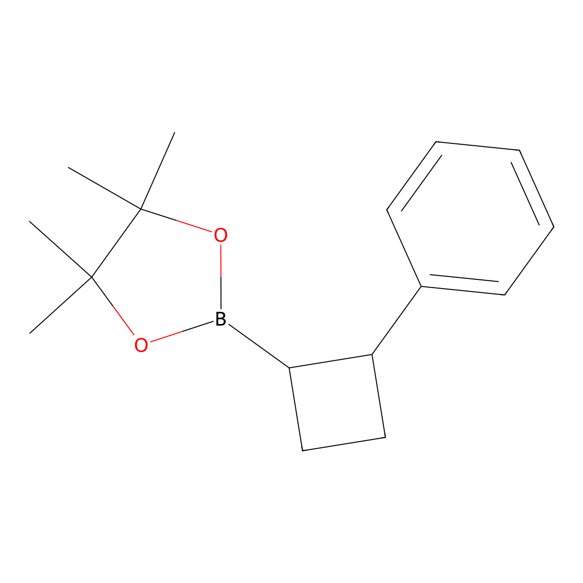 rac-4,4,5,5-tetramethyl-2-[(1R,2S)-2-phenylcyclobutyl]-1,3,2-dioxaborolane molecular structure, CAS 1224952-12-8