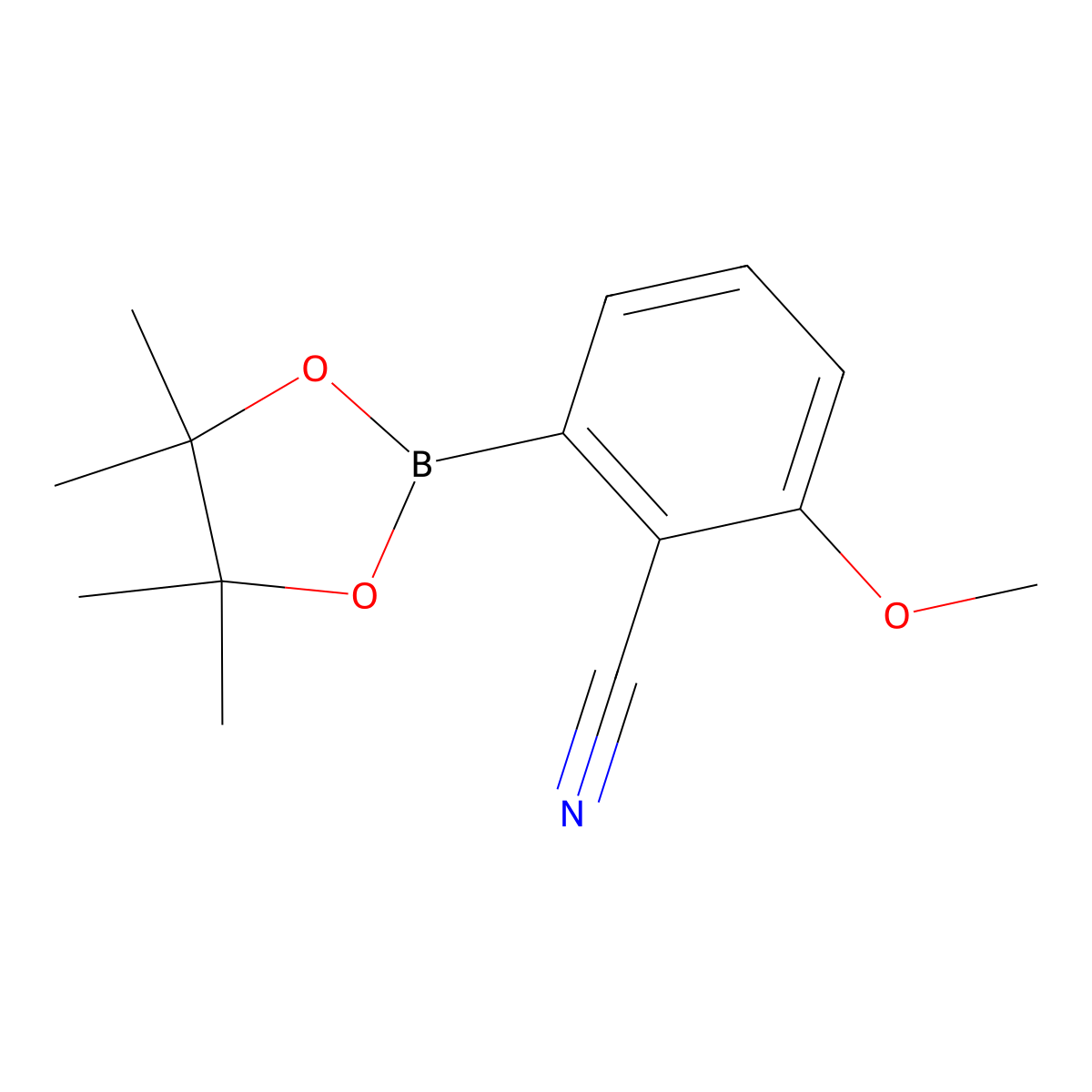 2-Methoxy-6-(4,4,5,5-tetramethyl-1,3,2-dioxaborolan-2-yl)benzonitrile molecular structure, CAS 1224953-99-4