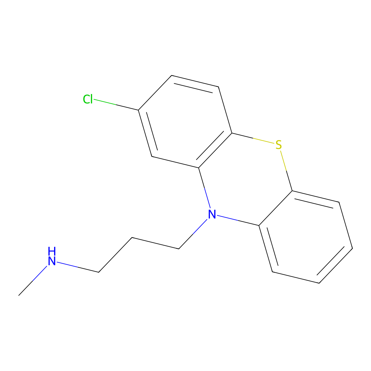 Desmethylchlorpromazine molecular structure, CAS 1225-64-5