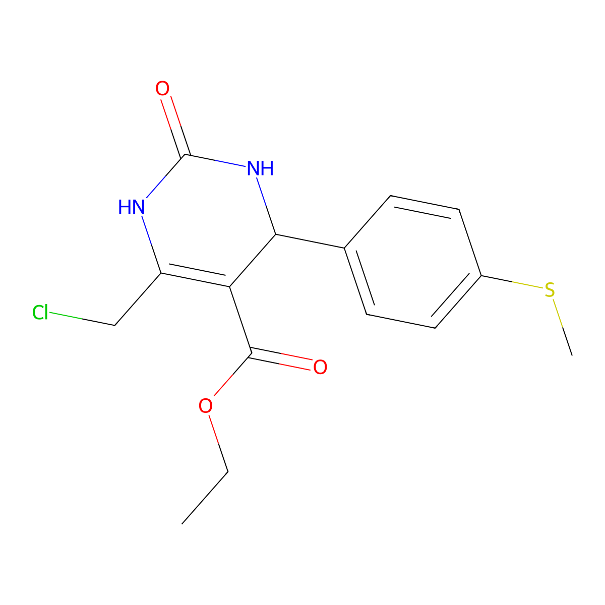 Ethyl 6-(chloromethyl)-4-[4-(methylsulfanyl)phenyl]-2-oxo-1,2,3,4-tetrahydropyrimidine-5-carboxylate molecular structure, CAS 1225023-79-9
