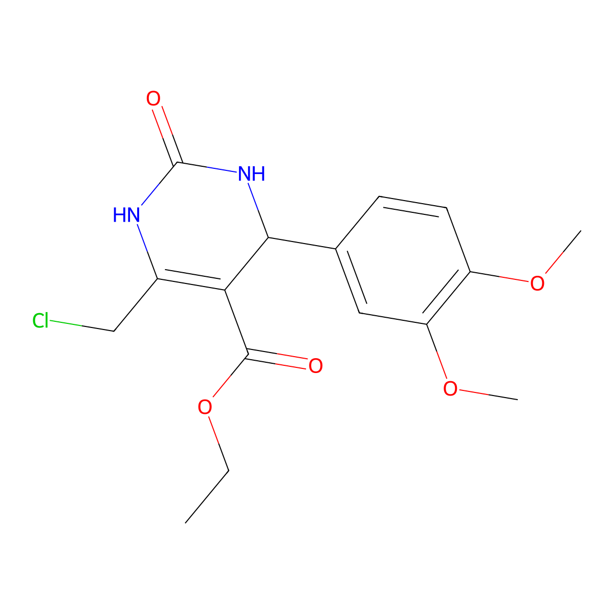 Ethyl 6-(chloromethyl)-4-(3,4-dimethoxyphenyl)-2-oxo-1,2,3,4-tetrahydropyrimidine-5-carboxylate molecular structure, CAS 1225023-80-2