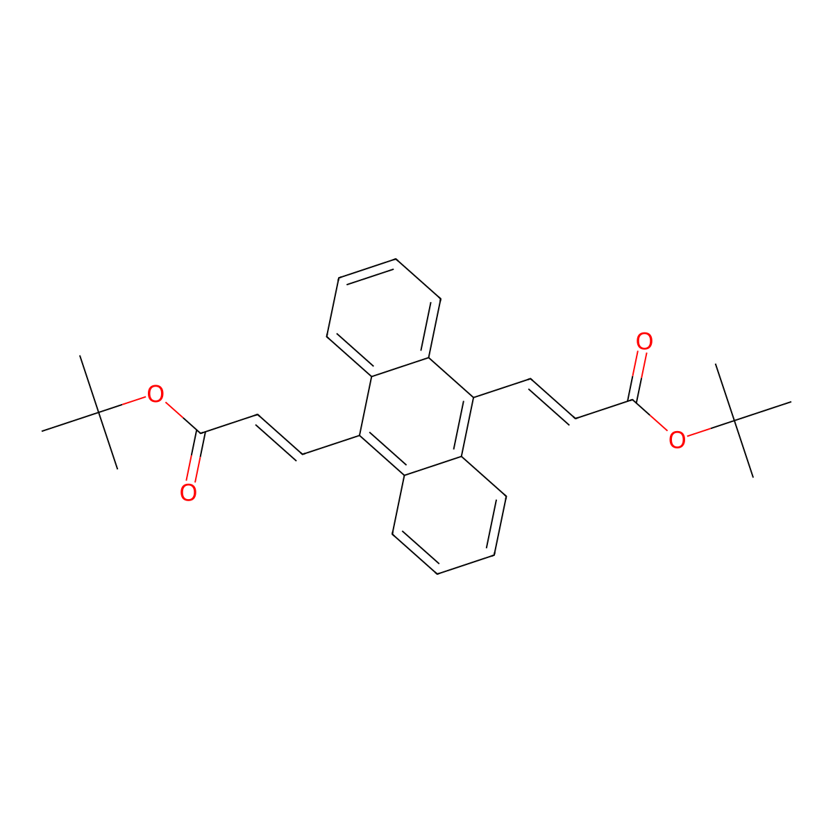 Tert-butyl 3-[10-[3-[(2-methylpropan-2-yl)oxy]-3-oxoprop-1-enyl]anthracen-9-yl]prop-2-enoate molecular structure, CAS 1225023-88-0