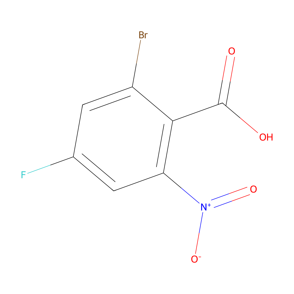 2-Bromo-4-fluoro-6-nitrobenzoic acid molecular structure, CAS 1225028-51-2