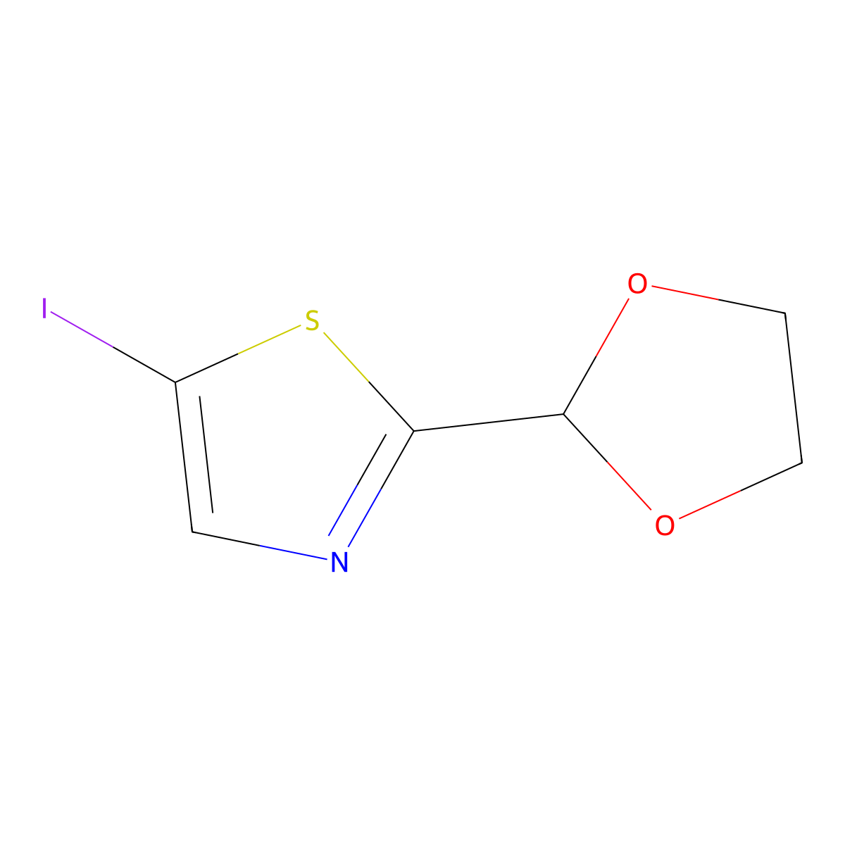 2-(1,3-Dioxolan-2-yl)-5-iodo-1,3-thiazole molecular structure, CAS 1225029-75-3