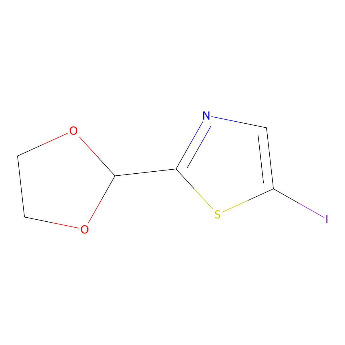 2-(1,3-Dioxolan-2-yl)-5-iodo-1,3-thiazole molecular structure, CAS 1225029-75-3