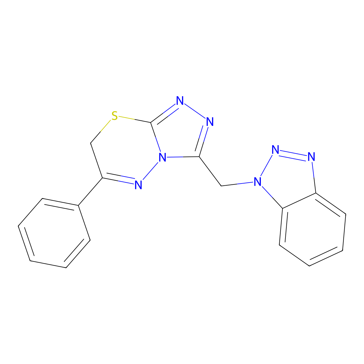 3-(1H-1,2,3-benzotriazol-1-ylmethyl)-6-phenyl-7H-[1,2,4]triazolo[3,4-b][1,3,4]thiadiazine molecular structure, CAS 122503-15-5