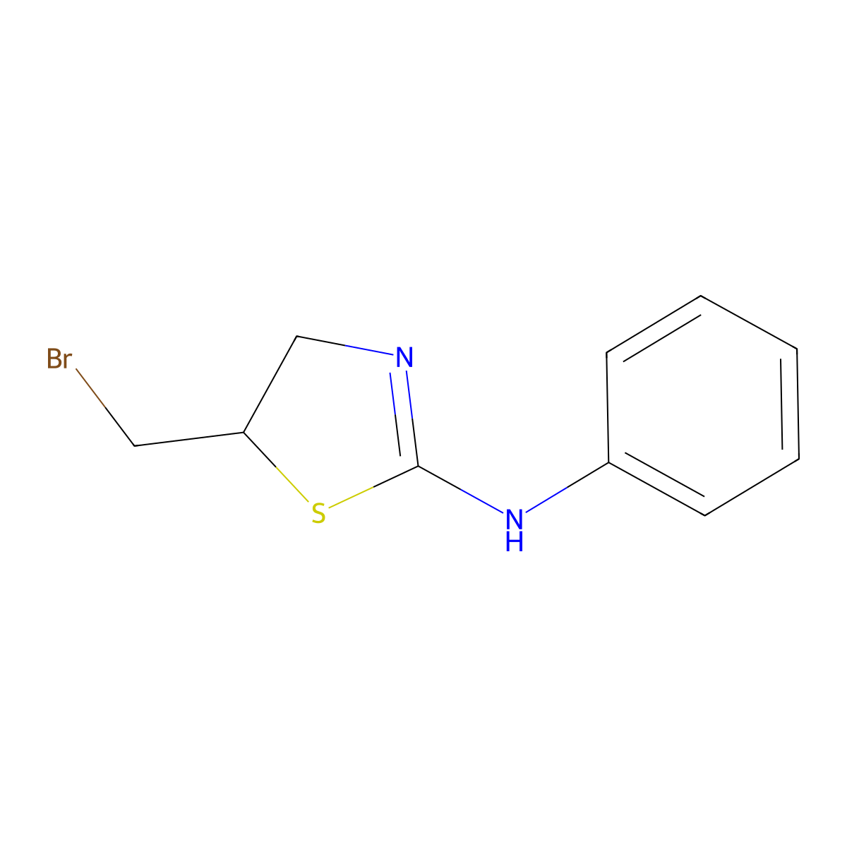 5-(bromomethyl)-N-phenyl-4,5-dihydro-1,3-thiazol-2-amine molecular structure, CAS 122504-15-8