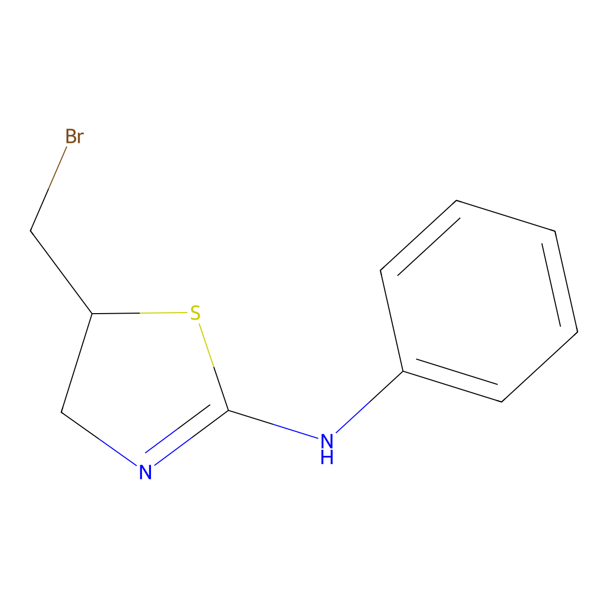 5-(bromomethyl)-N-phenyl-4,5-dihydro-1,3-thiazol-2-amine molecular structure, CAS 122504-15-8