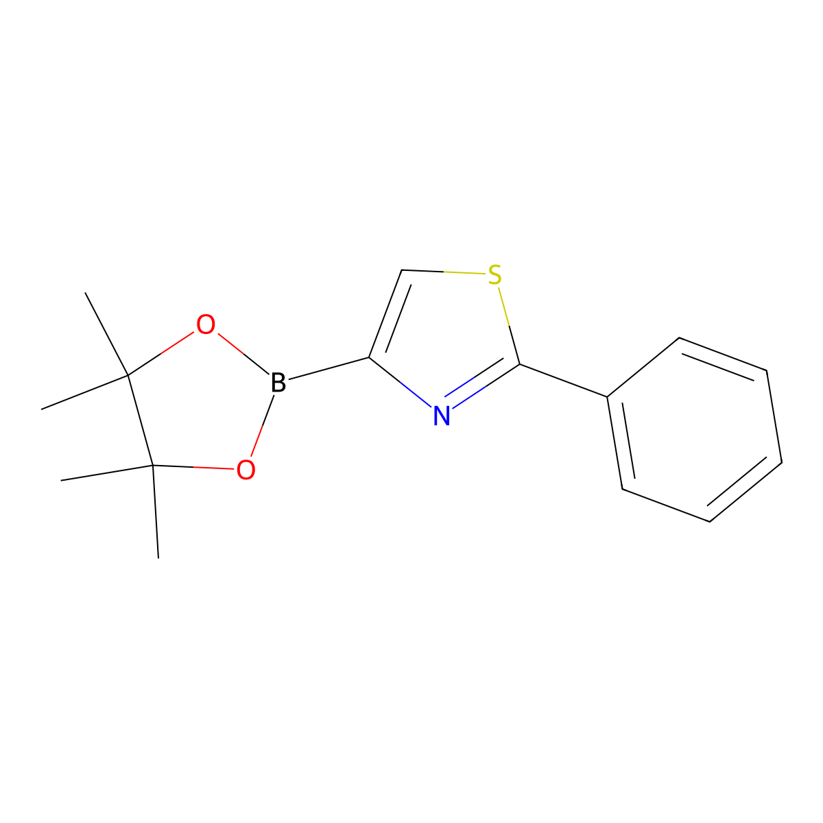 2-Phenyl-4-(4,4,5,5-tetramethyl-1,3,2-dioxaborolan-2-yl)thiazole molecular structure, CAS 1225053-33-7
