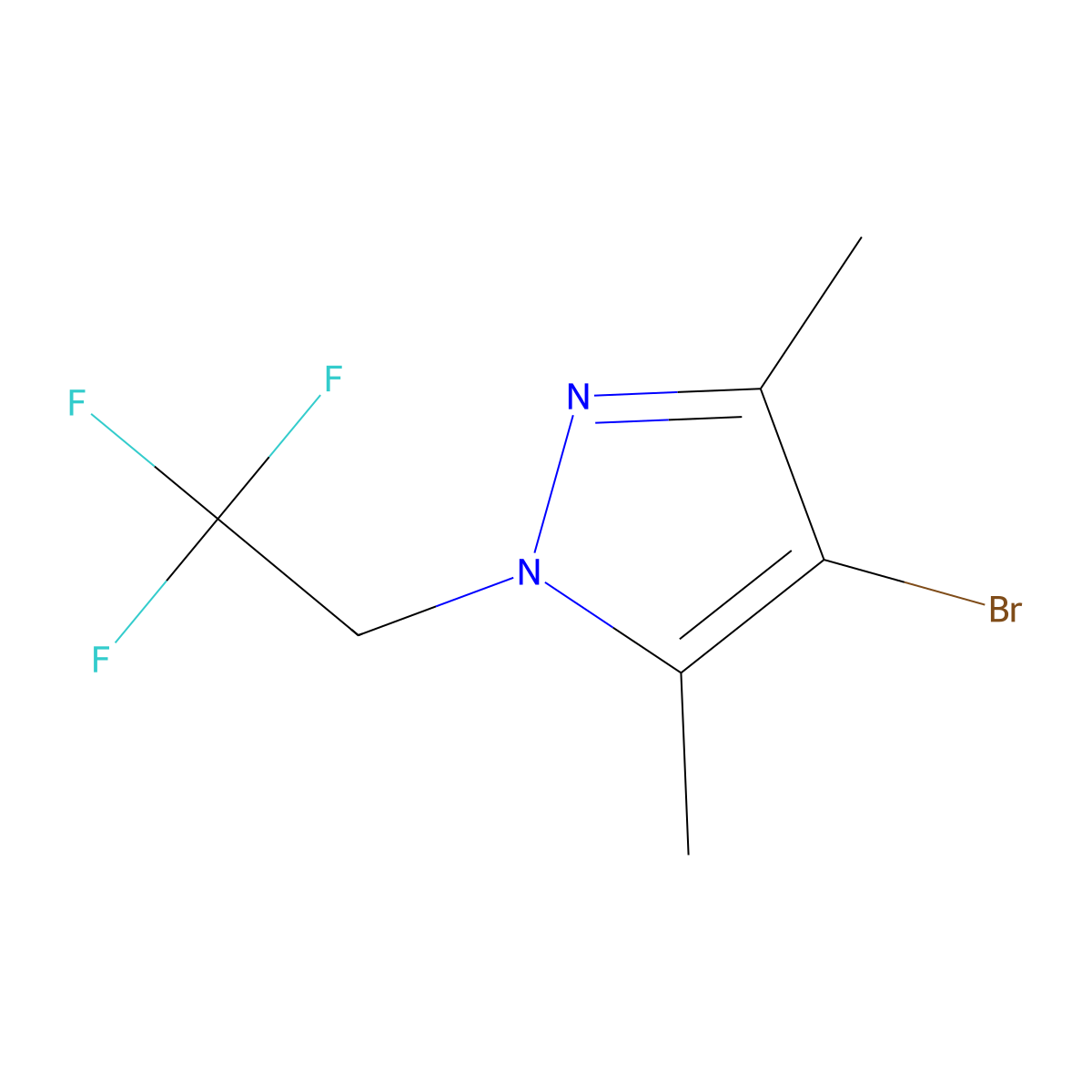 4-bromo-3,5-dimethyl-1-(2,2,2-trifluoroethyl)-1H-pyrazole molecular structure, CAS 1225065-12-2