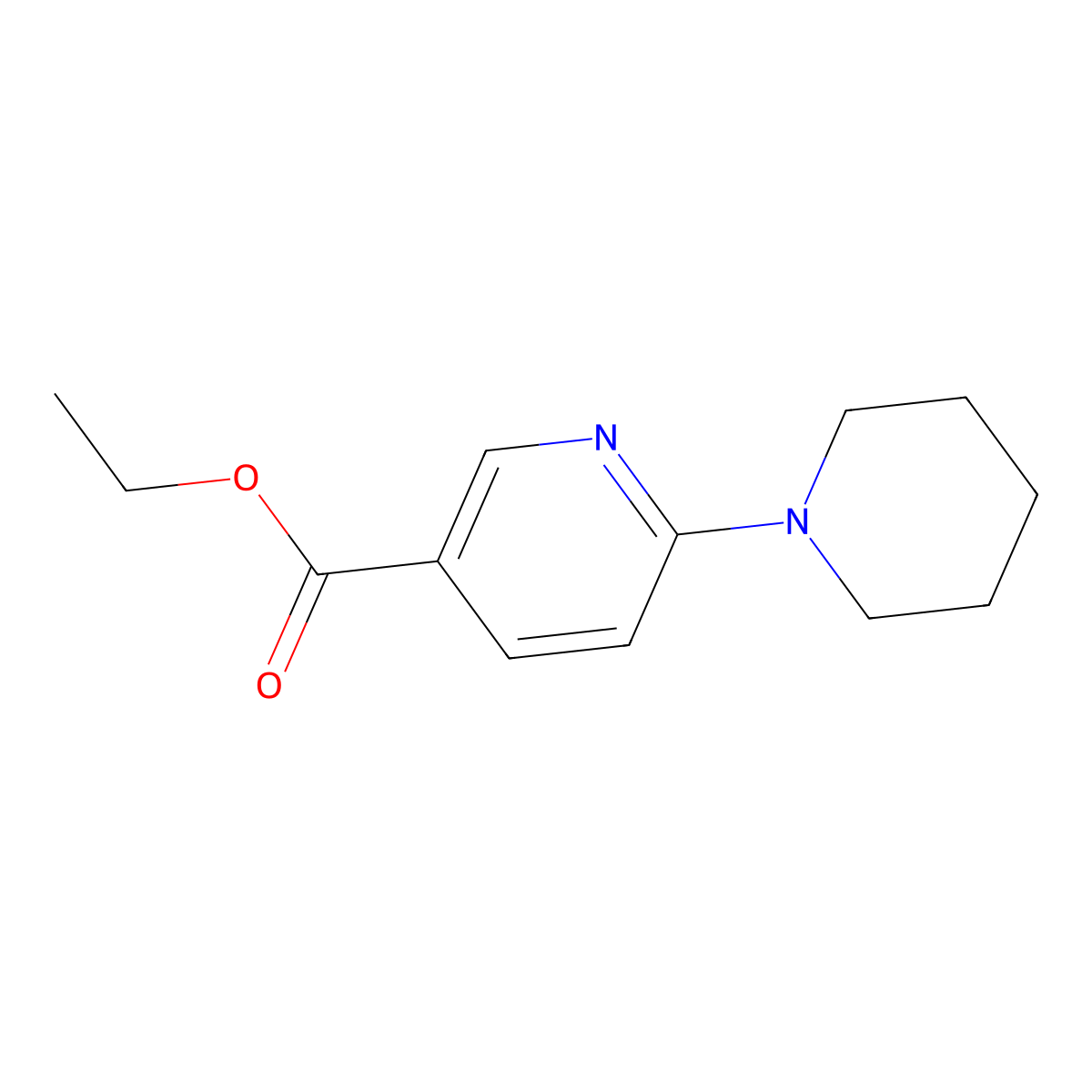 Ethyl 6-(piperidin-1-yl)pyridine-3-carboxylate molecular structure, CAS 1225065-46-2