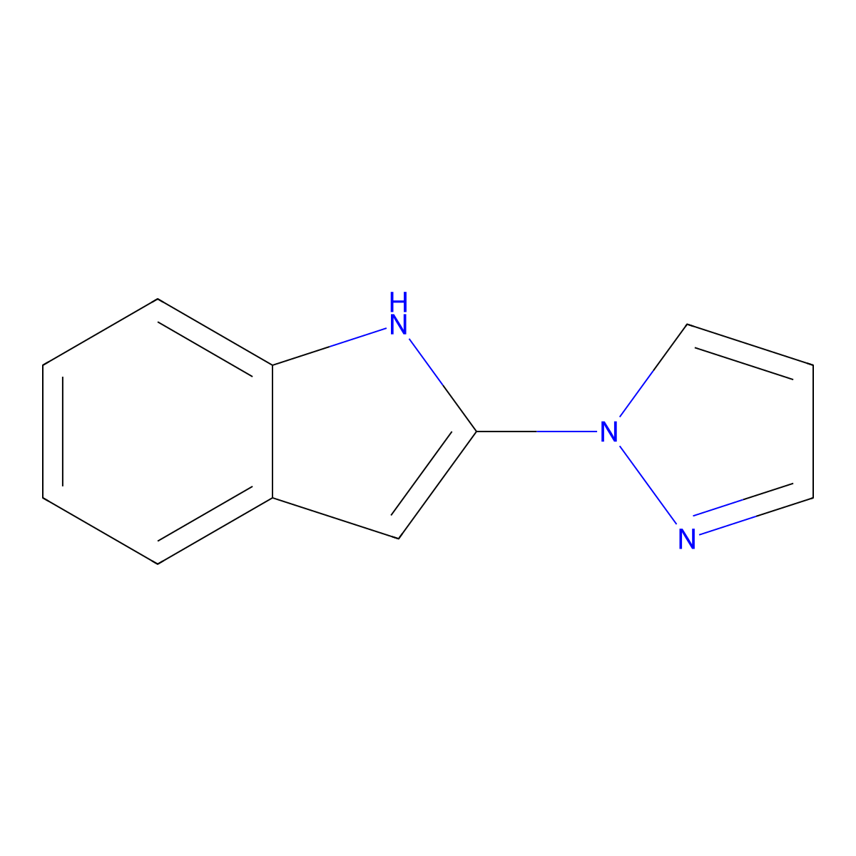 1H-Indole, 2-(1H-pyrazol-1-yl)- molecular structure, CAS 1225068-04-1