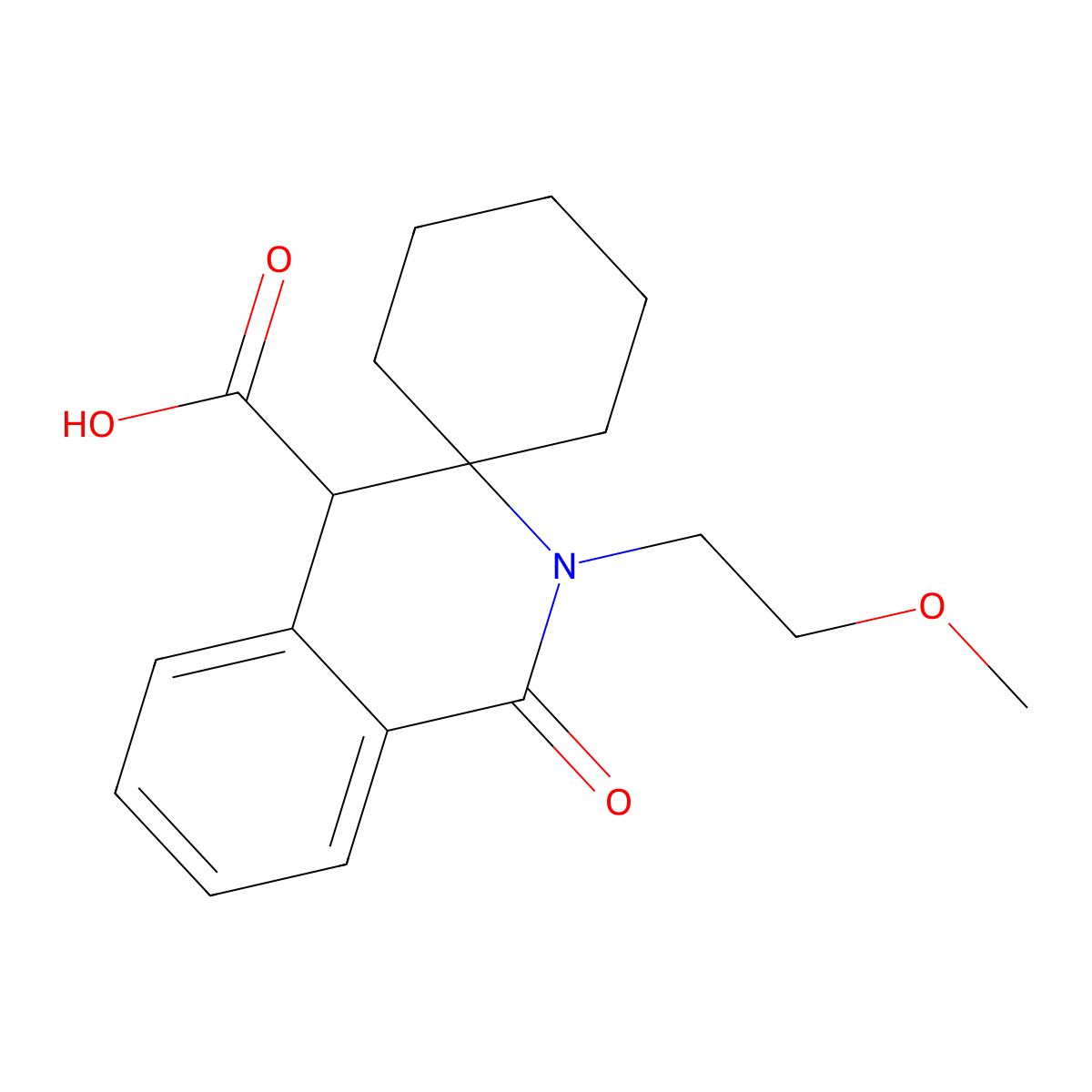 2'-(2-methoxyethyl)-1'-oxo-1',4'-dihydro-2'H-spiro[cyclohexane-1,3'-isoquinoline]-4'-carboxylic acid molecular structure, CAS 1225071-39-5