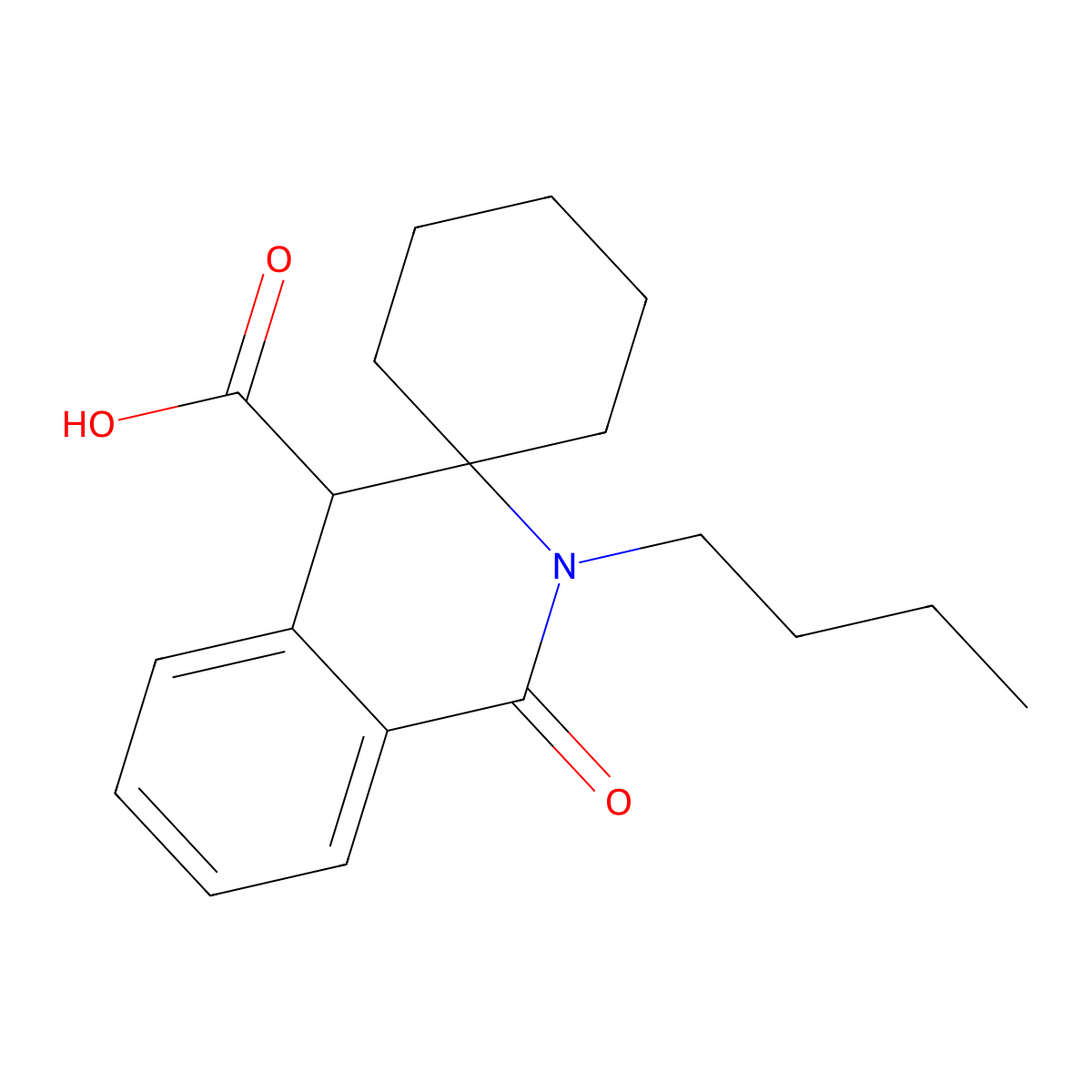 2'-butyl-1'-oxo-1',4'-dihydro-2'H-spiro[cyclohexane-1,3'-isoquinoline]-4'-carboxylic acid molecular structure, CAS 1225071-44-2