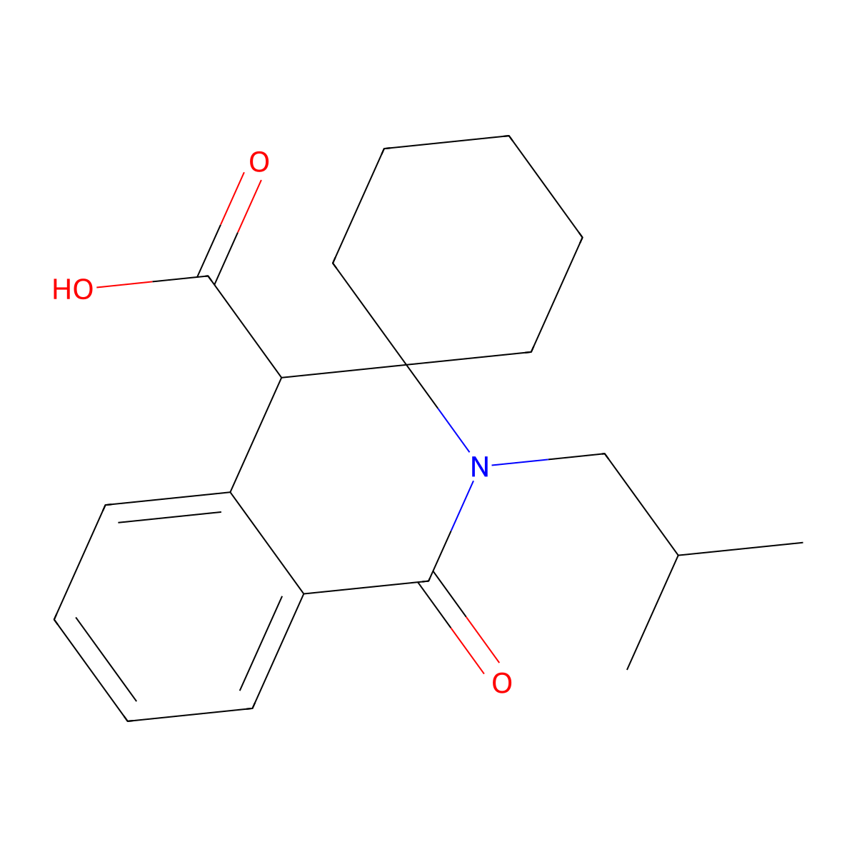 2'-Isobutyl-1'-oxo-1',4'-dihydro-2'H-spiro[cyclohexane-1,3'-isoquinoline]-4'-carboxylic acid molecular structure, CAS 1225071-45-3