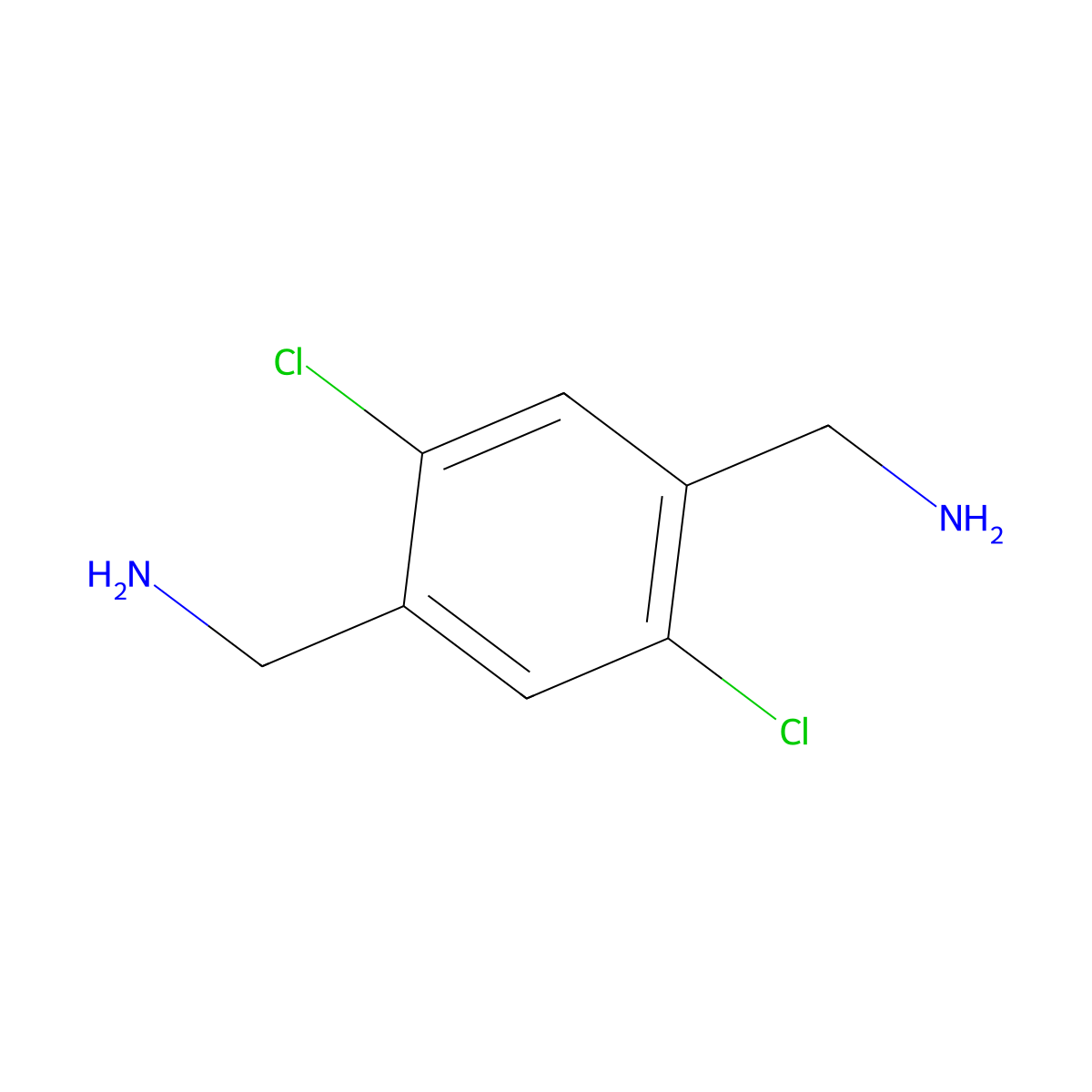 (2,5-Dichloro-1,4-phenylene)dimethanamine molecular structure, CAS 122509-25-5