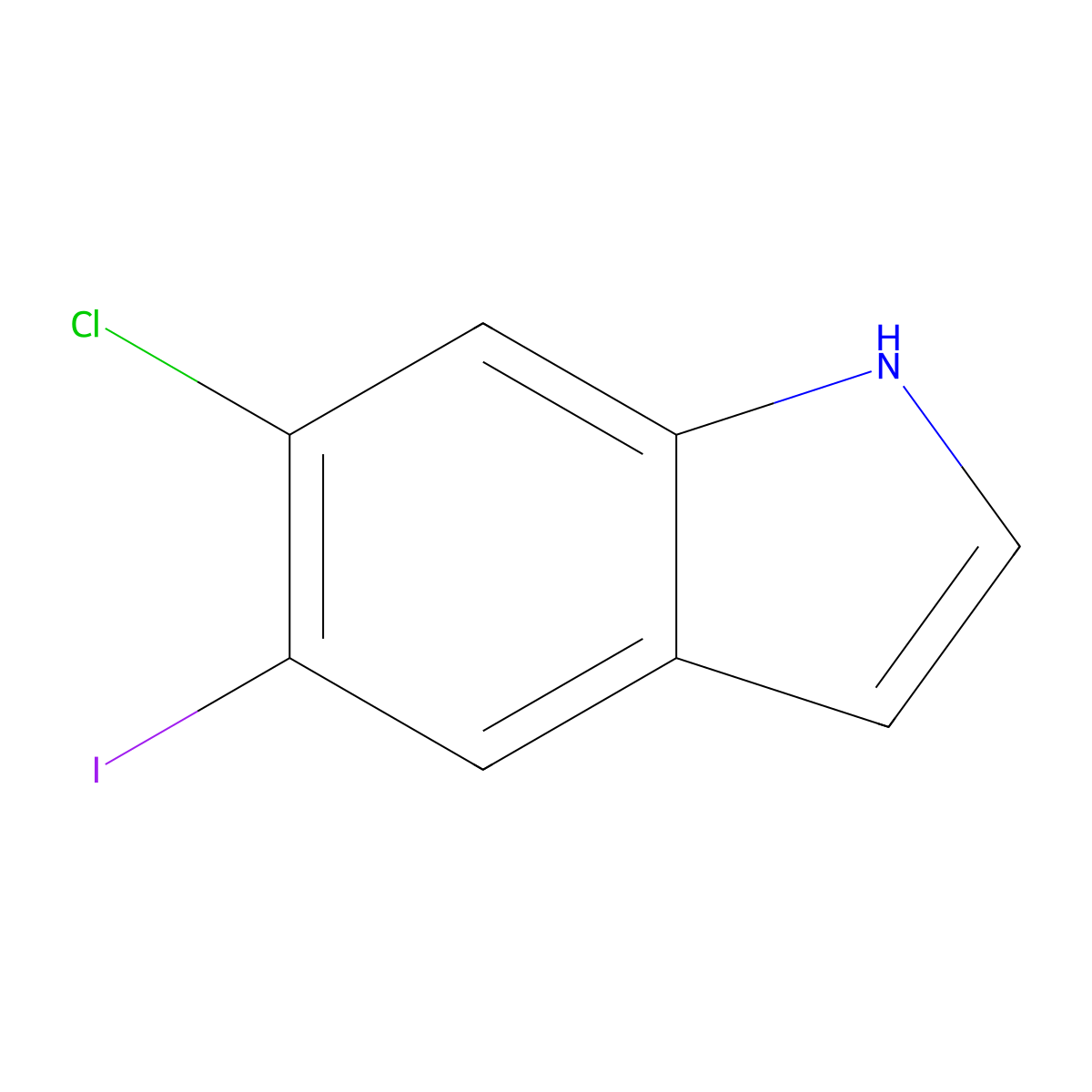 6-chloro-5-iodo-1H-indole molecular structure, CAS 122509-74-4